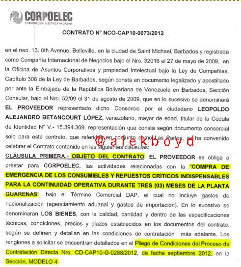 Derwick Associates contratación directa CORPOELEC