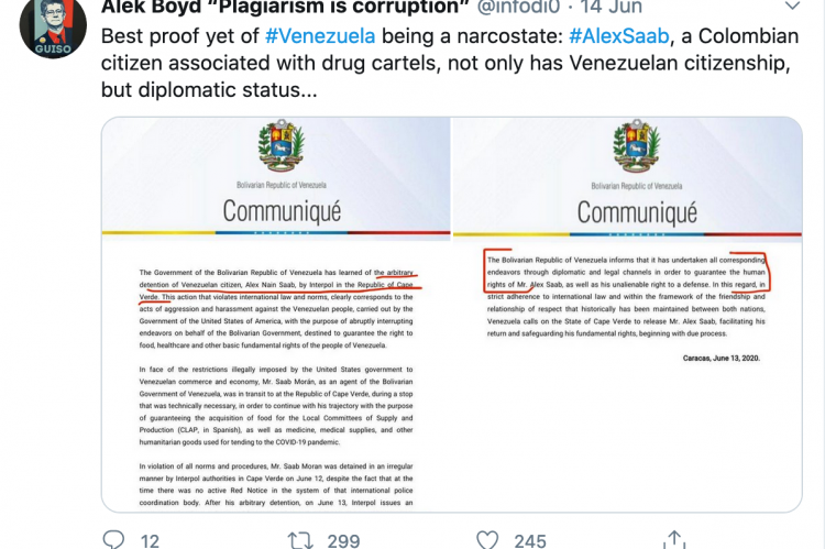 Jorge Arreaza announces Alex Saab is Venezuelan.