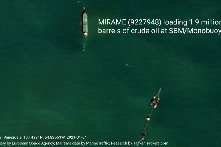 Mirame tanker loading at Jose Terminal 04/01/2021 (Tankertrackers.com)