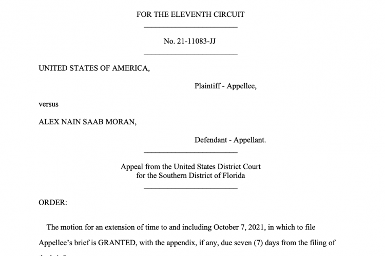 Judge Barbara Lagoa grants Motion for Extention (USCA11 Case: 21-11083).