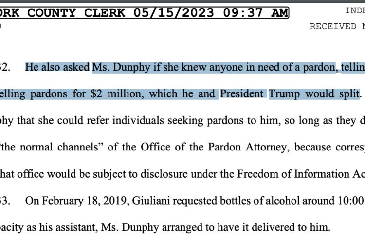 Rudy Giuliani allegedy sold pardons for $2mn, went halfsies with Donald Trump. 