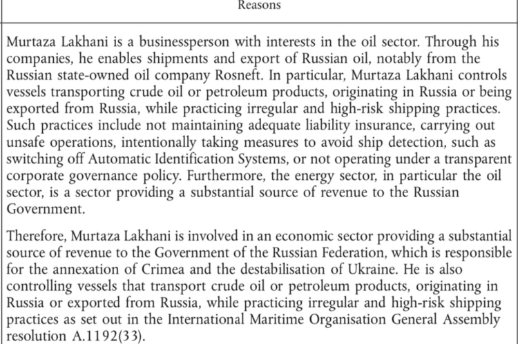 Murtaza Lakhani sanctioned by the EU 