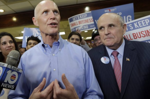 Senator Rick Scott and friend Rudy Giuliani - AP Photo/Alan Diaz