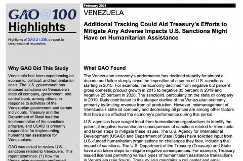 USGAO Venezuela Report