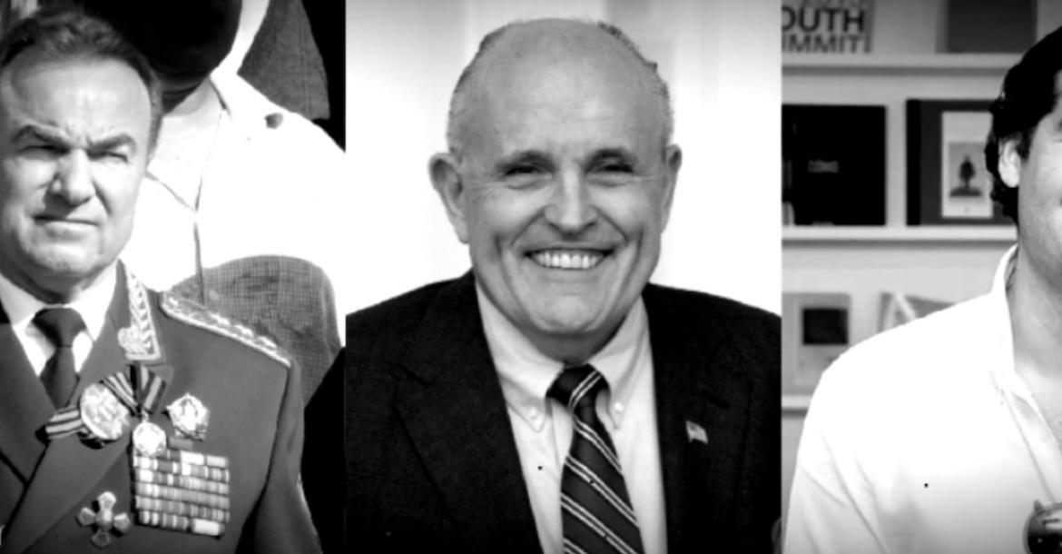 From left: Vladimir Anisimov, Rudy Giuliani and Alejandro Betancourt